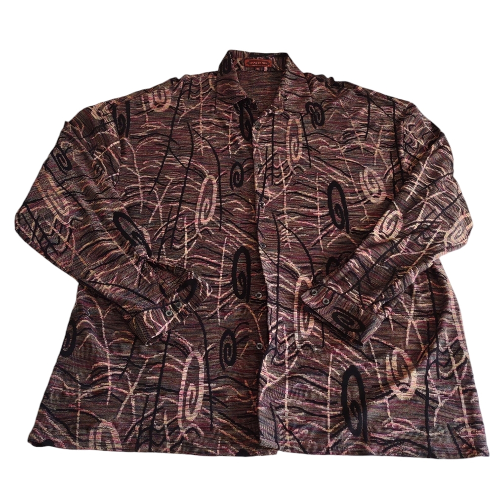 Creme De Silk Size 4X Long Sleeve Button Shirt